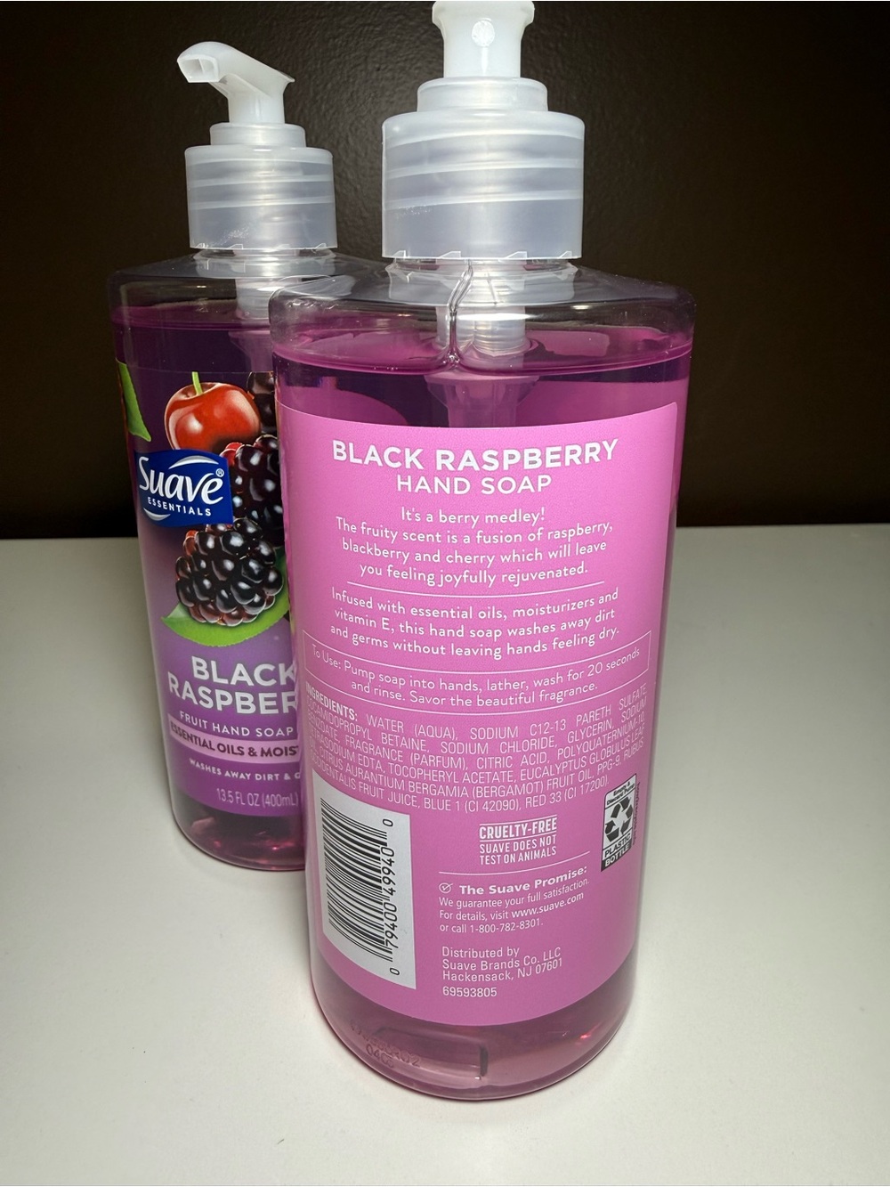 2 PACK Suave Essentials Black Raspberry Liquid Hand Soap Pump Bottle 13.5 fl oz - Picture 2 of 2